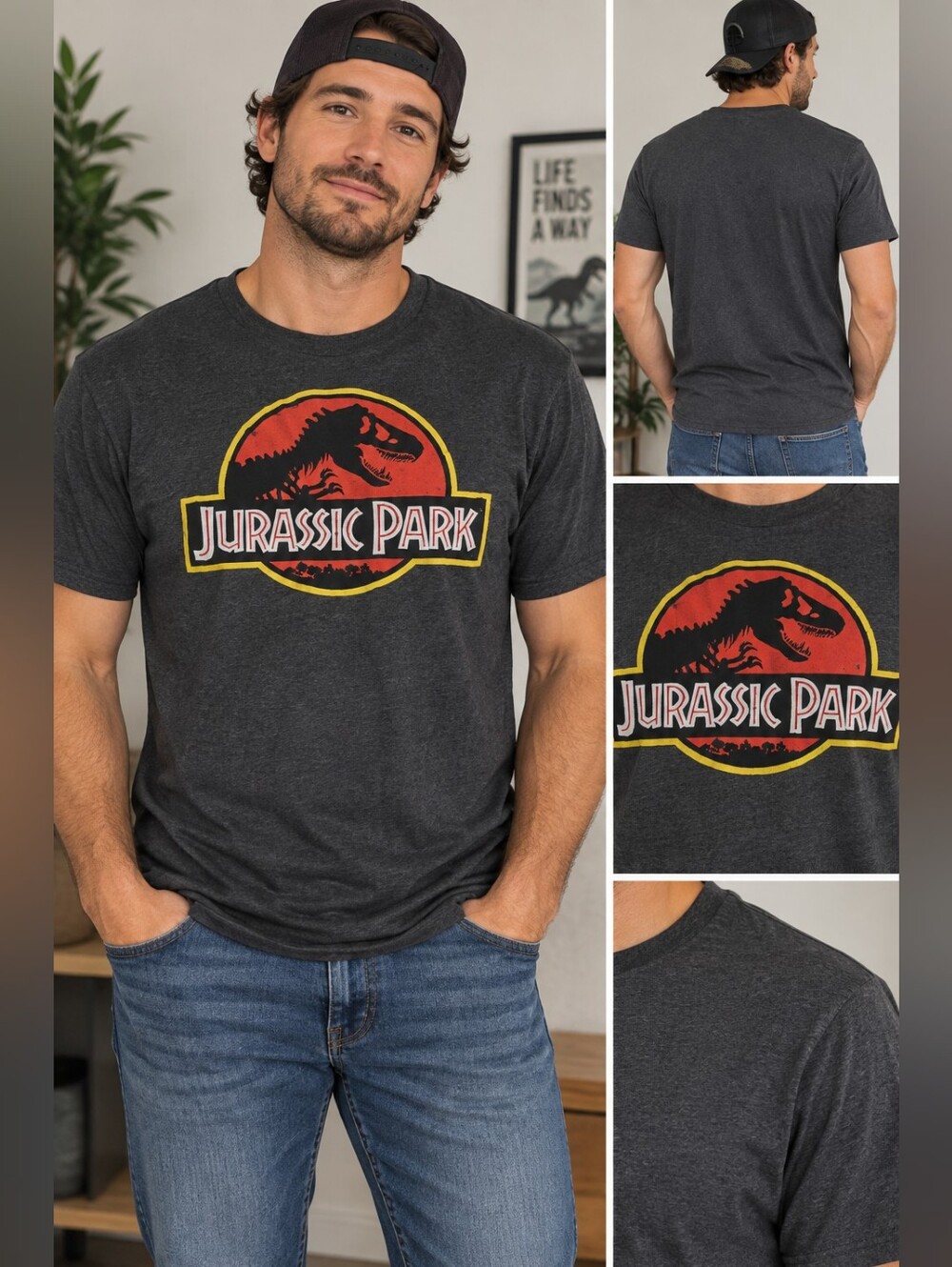Jurassic world mens large grey jurassic Park shirt #03